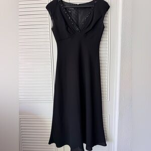 Jones New York Black Midi Dress with Beaded Neckline